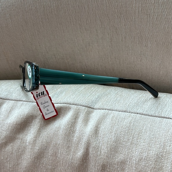 ICU EYEWEAR READING GLASSES 1.75 NWT TIGER EYE BLACK AND GREEN - Picture 5 of 9